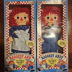 Hasbro Raggedy Ann and Andy Dolls - Red and Blue